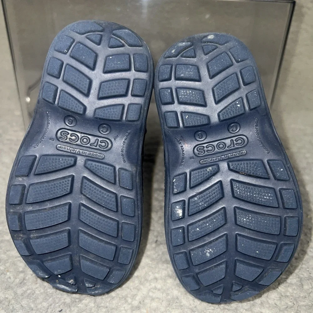 Crocs Handle It Rain Boots Youth Sz C6 Black Croslite Rubber‎ Pull On Handles